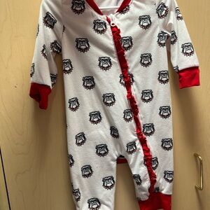 Abby & Evie Georgia Bulldog Print One Piece zipper sleeper onsie